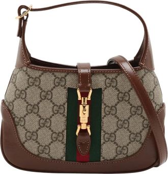Gucci Borsa a tracolla Jackie 1961 mini in tessuto GG Supreme con decorazione Web 2016-2025 - Marrone