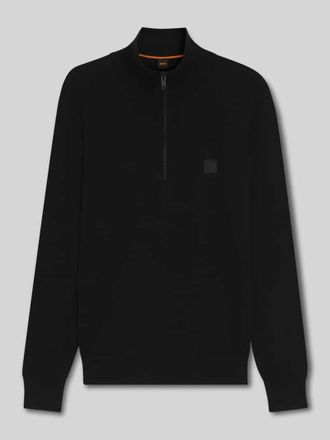 Boss Orange by Hugo Boss BOSS Orange Regular Fit Troyer aus Baumwoll-Kaschmir-Mix Modell KANOBIX_S in Black, Größe L