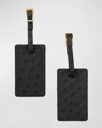 Abas Ostrich Leather Luggage Tag, Set of 2