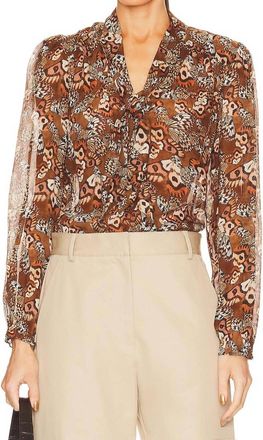 Paige Silk Marcela Blouse In Cinnamon Multi Butterfly