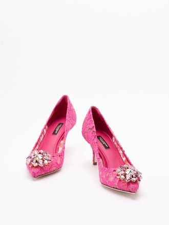Dolce & Gabbana Hohe Schuhe - Rainbow Pumps With Brooch Detailing - Gr. 39 (EU) - in Rosa - f&uuml;r Damen