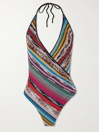 Missoni Costume Da Bagno Con Scollo Allamericana In Maglia Crochet Metallizzata A Righe Mare - Multicolore