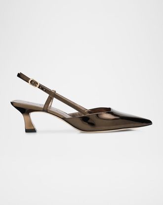 Stuart Weitzman Vinnie Metallic Kitten Slingback Pumps