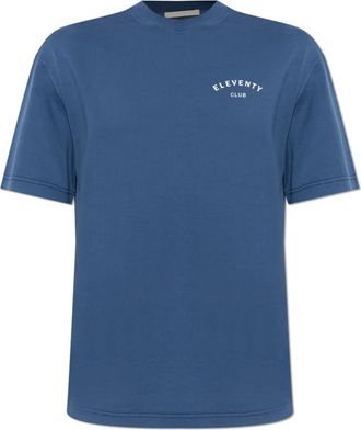 Eleventy T-shirt met logo-opdruk - Heren - T-shirts - Blauw - 2XL - Katoen - Tops