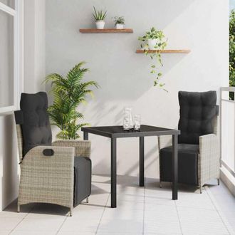 vidaXL Conjunto De Comedor De Jard&iacute;n 3 Pcs Gris Claro Polirat&aacute;n Vidaxl