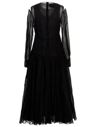 Jil Sander Pleated Chiffon Dress - Black