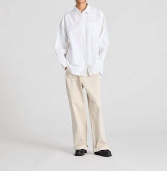 Astrid Poplin Button Down Shirt In White
