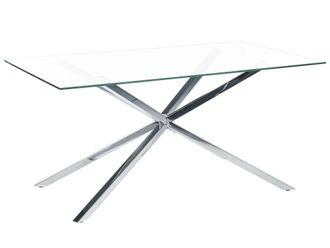 Beliani Beliani - Tavolo Da Pranzo Rettangolare Con Piano In Vetro Temperato Trasparente 160 X 90 Cm Gambe In Argento Cora