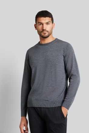 Bugatti Rundhalspullover BUGATTI, Herren, Gr. XXL, grau (dunkelgrau), Sweatware, 100% Wolle, regular fit, Rundhals, Rippb&uuml;ndchen, Pullover Rundhalspullover, a