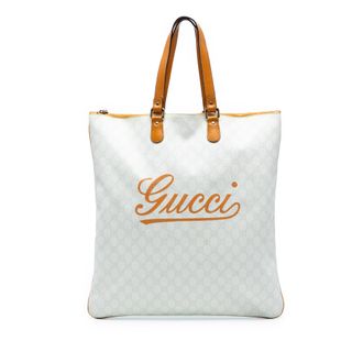 Gucci Geverifieerde Gg Supreme Heritage Logo Plat Zip Tote