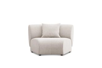 Castlery Auburn Curve Wedge Sofa Customized, Performance Linen Weave, Light Grey, Spill Resistant, Modular for Sofas by Castlery