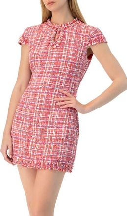 Ivonne Short Tweed A-Line Dress with V-Neck Neckline in Orange at Nordstrom, Size 12
