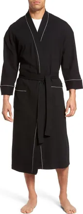 Majestic International Waffle Knit Robe in Black at Nordstrom, Size 2Xb