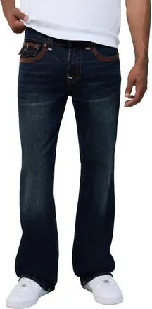 True Religion Billy Super Flatlock Flap Bootcut Jeans in Midnight Serenade Dark Wash at Nordstrom, Size 40