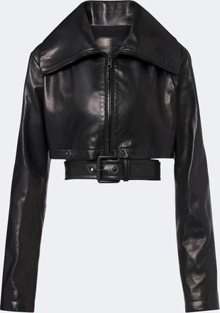 Balenciaga Belted cropped leather jacket