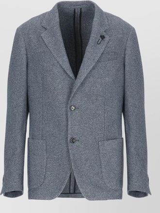 Lardini wool blazer structured lapel collar pin detail