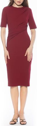 Alexia Admor Harper Short Sleeve Midi Sheath Dress in Burgundy at Nordstrom Rack, Size X-Small