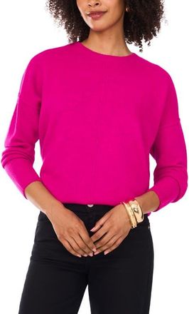 Vince Camuto Exposed Seam Crewneck Sweater in Magenta at Nordstrom, Size X-Large