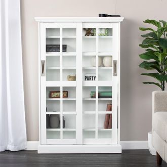 SEI Media Cabinet With Sliding Doors White