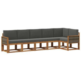 vidaXL Conjunto De Sof&aacute;s De Exterior 6 Pcs Natural Y Antracita Vidaxl