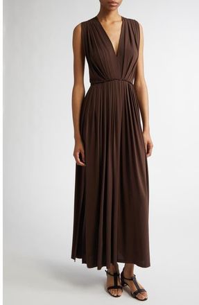 Max Mara Walter Pleated Jersey Dress in Coffee at Nordstrom, Size 10