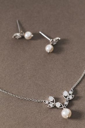 Nadri Adorn Pearl Vine Earrings and Necklace Set