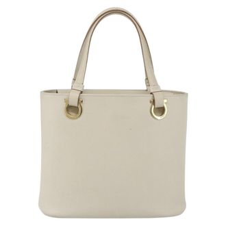 Ferragamo Gancini Handbag Leather White Leather Handbag (Pre-Owned)