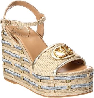 Valentino Vlogo Signature 120 Leather-Trim Wedge Sandal