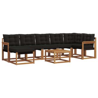 vidaXL Conjunto De Sof&aacute;s De Exterior Con Coj&iacute;n 8 Pcs Natural Y Negro Vidaxl
