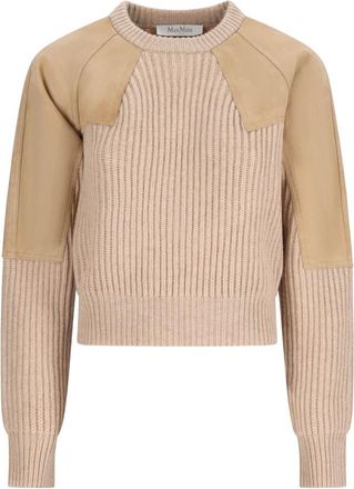 Max Mara Mxstropico Geribbelde Trui - Dames - Truien - Beige - Maat: XS Wol