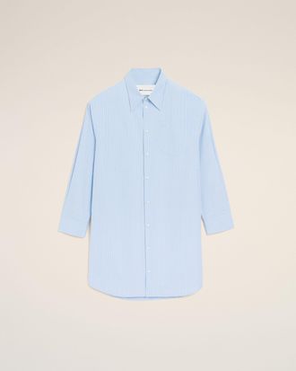 Ami Blue Cotton Ami De Coeur Wide Shirt Dress Blue - XXS - Unisex
