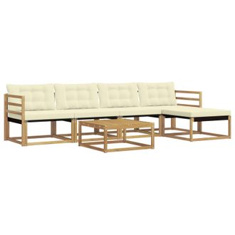 vidaXL Conjunto De Sof&aacute;s De Exterior 6 Pcs Blanco Y Crema Vidaxl