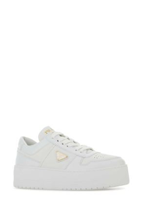 Prada Womens White Leather Downtown Sneakers Bianco Calf
