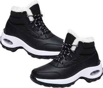 Frcolor Higher Snow Boots for Women Winter Warm Booties Skid Sole Mid-Calf for Snow Days Black