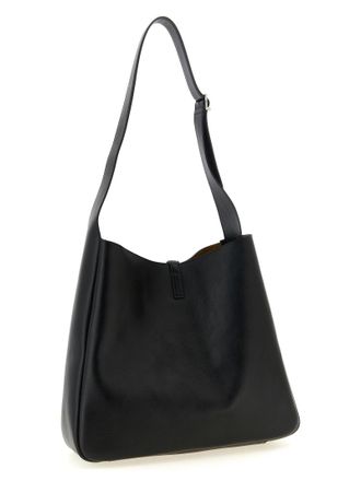 Saint Laurent Hammered Calf Leather Shoulder Bag - Black