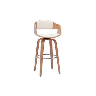 Miliboo Miliboo - Taburete De Cocina De Dise&ntilde;o Giratorio Blanco Con Madera Clara 67 Cm Gao