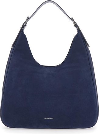 Michael Kors Michael Michael Kors Nolita Large Blue Shoulder Bag With Logo Lettering On The Front In Suede Woman