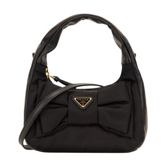 Prada Bow Shoulder Bag - female - Prada - Handbags - Black - ONE SIZE - Bags