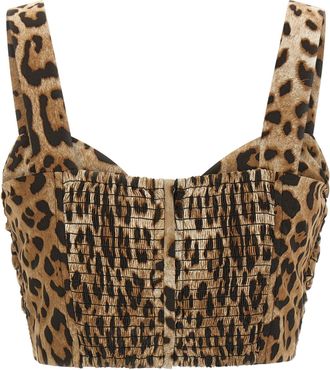 Dolce & Gabbana Leopard-Print Cotton Blouse - Caramel