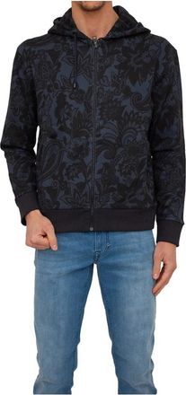 Etro Felpa Zip Cappuccio Blu Hoodie - Heren - Hoodies - Blauw - M - Katoen - Hoodies & sweatvesten