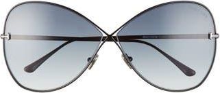 Tom Ford Nickie 66mm Gradient Oversize Butterfly Sunglasses in Shiny Black/Smoke Gradient at Nordstrom Rack