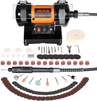OEM Esmeriladora Doble 200 W, Amoladora De Banco, 8300-10600 Rpm Velocidades Ajustables, Protecci&oacute;n Contra Chispas, Kit De Accesorios De 100 Piezas, Multi