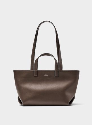 A.P.C. Womens Drummer dark brown leather small tote bag