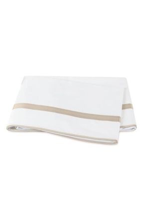 Matouk Louise 500 Thread Flat Sheet in Khaki at Nordstrom, Size King