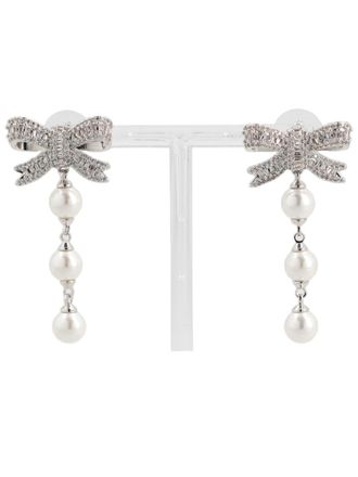 Self Portrait Silver Bow-Design Drop Earrings