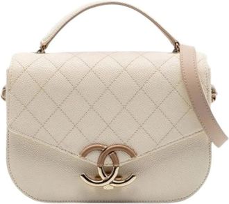 Chanel Pre-owned Quilted Satchel - Dames - Vintage Schoudertas - Beige - ONE Size - Vintage