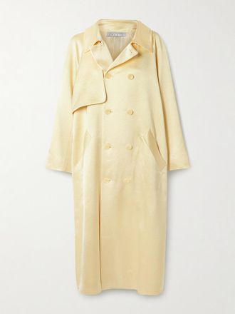 Abadia Trench Doppiopetto In Twill Satin - Giallo