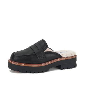 Yellow Box Womens Shareen Shearling Loafer Mule In Black