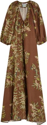 Bernadette Bernadette Georgio Printed Linen Maxi Dress - Multi Floral - 42 (UK14 / L)