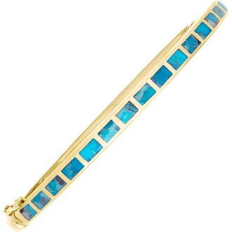 Jan Leslie Dash Bracelet Set In Sterling With 18K Gold Overlay in Turquoise at Nordstrom